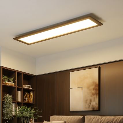 Eglo - Painel LED RGBW com regulação SALOBRENA-C WOOD LED/31W/230V 2700-6500K 34x124 cm castanho escuro + comando