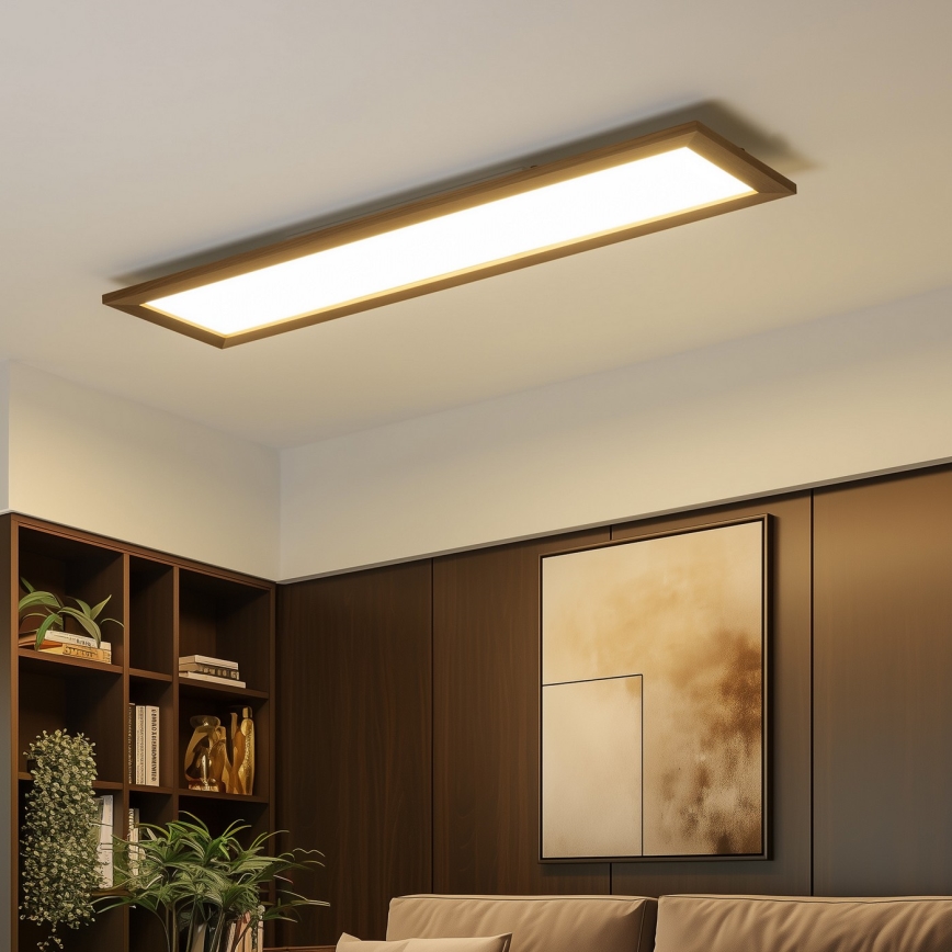 Eglo - Painel LED RGBW com regulação SALOBRENA-C WOOD LED/31W/230V 2700-6500K 34x124 cm castanho escuro + comando