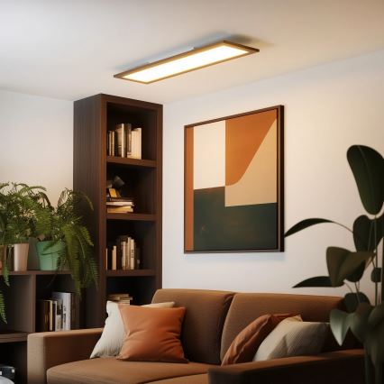 Eglo - Painel LED RGBW com regulação SALOBRENA-C WOOD LED/31W/230V 2700-6500K 34x124 cm castanho escuro + comando