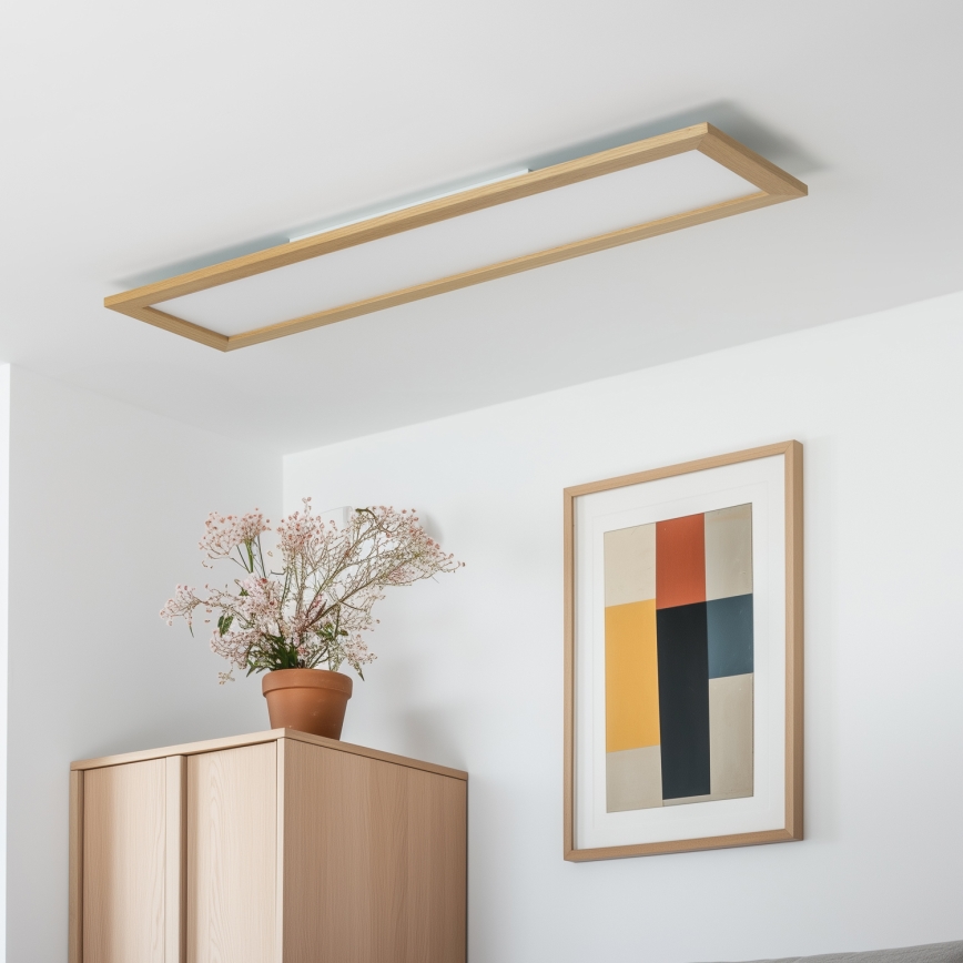 Eglo - Painel LED RGBW com regulação SALOBRENA-C WOOD LED/31W/230V 2700-6500K 34x124 cm castanho + comando