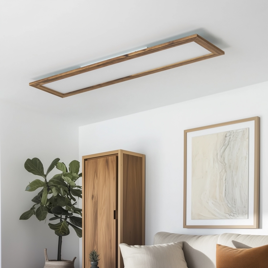 Eglo - Painel LED RGBW com regulação SALOBRENA-C WOOD LED/31W/230V 2700-6500K 34x124 cm castanho + comando
