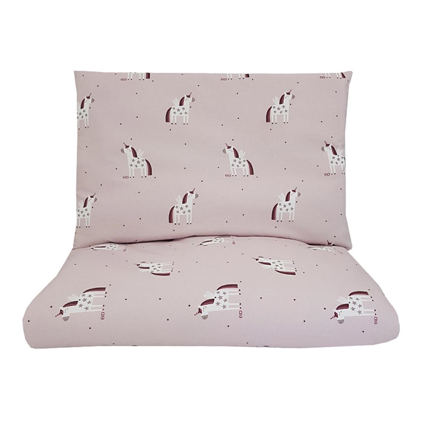 EKO - Roupa de cama de musselina de algodão para o berço UNICORN 2 peças