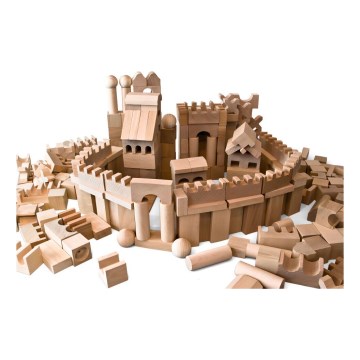 EkoToys - Blocos de madeira natural 220 pçs