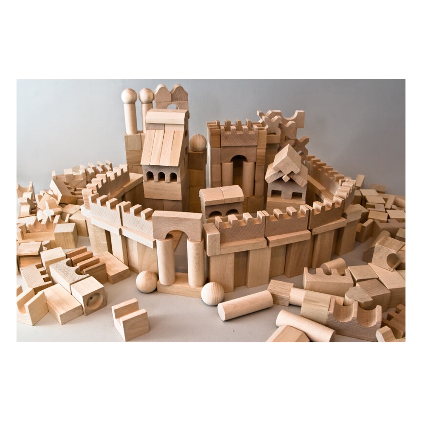 EkoToys - Blocos de madeira natural 220 pçs