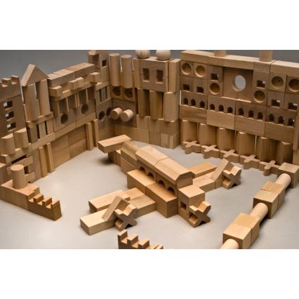 EkoToys - Blocos de madeira natural 220 pçs