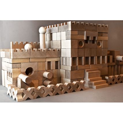 EkoToys - Blocos de madeira natural 220 pçs