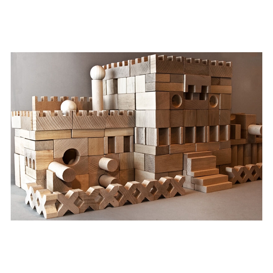 EkoToys - Blocos de madeira natural 220 pçs