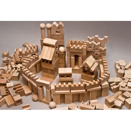 EkoToys - Blocos de madeira natural 220 pçs