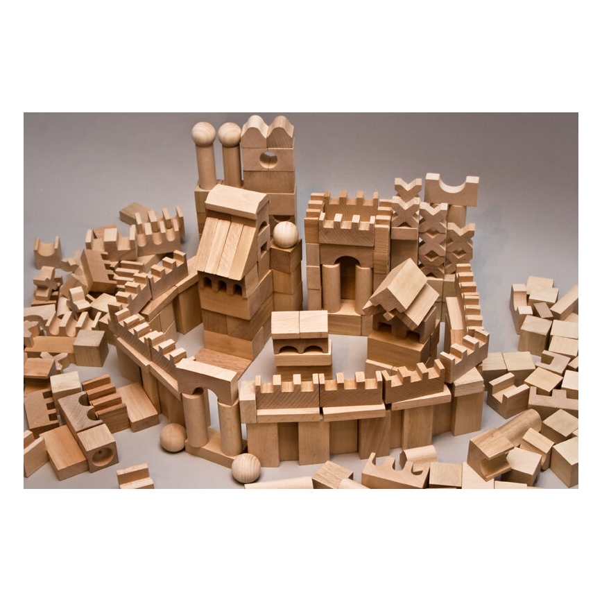EkoToys - Blocos de madeira natural 220 pçs