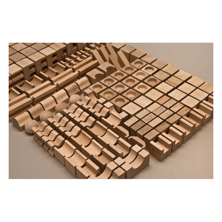 EkoToys - Blocos de madeira natural 220 pçs