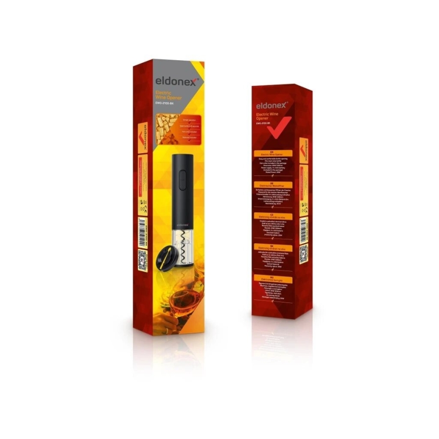 ELDONEX EWO-2100-BK - Abre-vinhos elétrico 4xAA preto