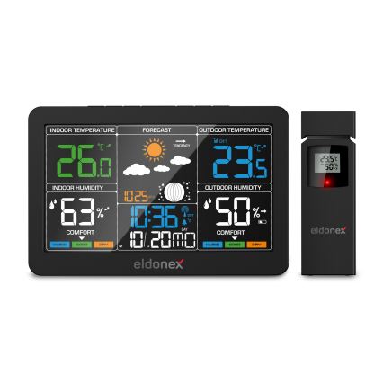 ELDONEX EWS-1010-BK - Estação meteorológica com visor LCD 2xAAA preto