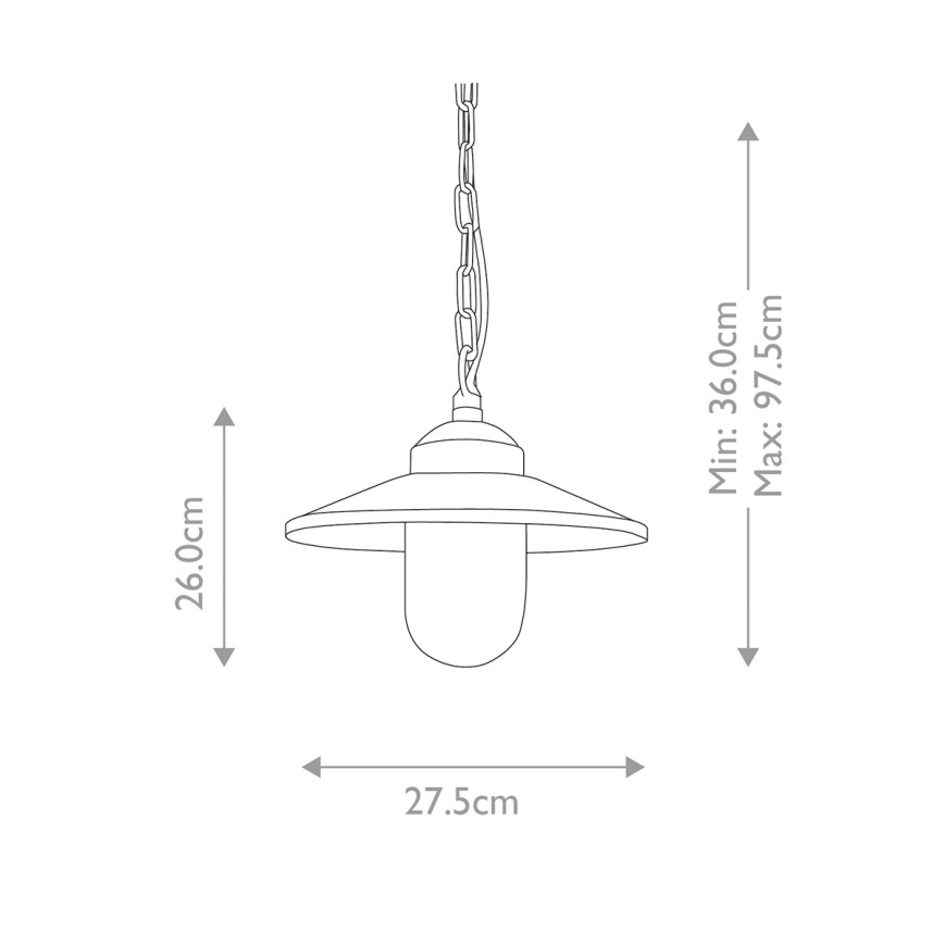 Elstead - Candelabro suspenso exterior KLAMPENBORG 1xE27/60W/230V IP44