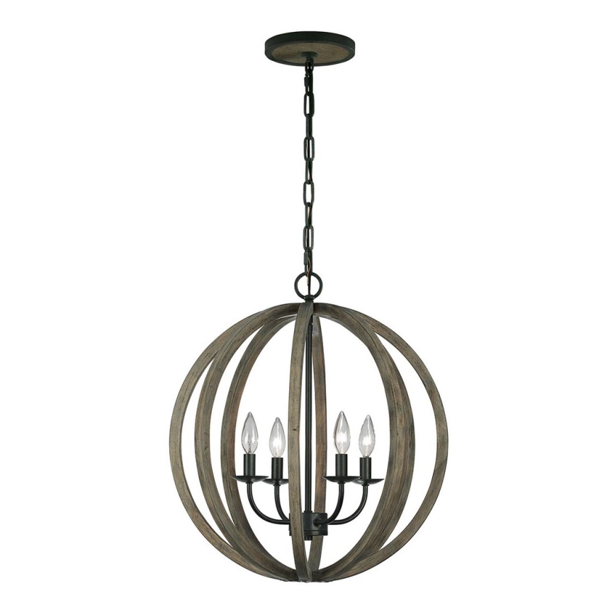 Elstead FE-ALLIER-4P-WW - Candelabro suspenso ALLIER 4xE14/60W/230V carvalho