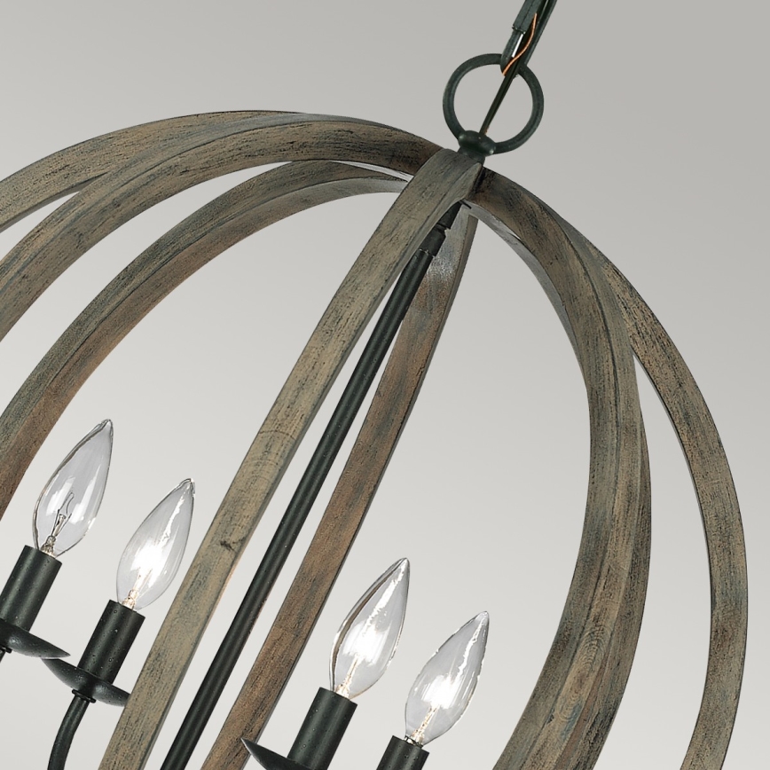 Elstead FE-ALLIER-4P-WW - Candelabro suspenso ALLIER 4xE14/60W/230V carvalho