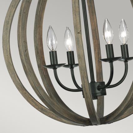 Elstead FE-ALLIER-4P-WW - Candelabro suspenso ALLIER 4xE14/60W/230V carvalho