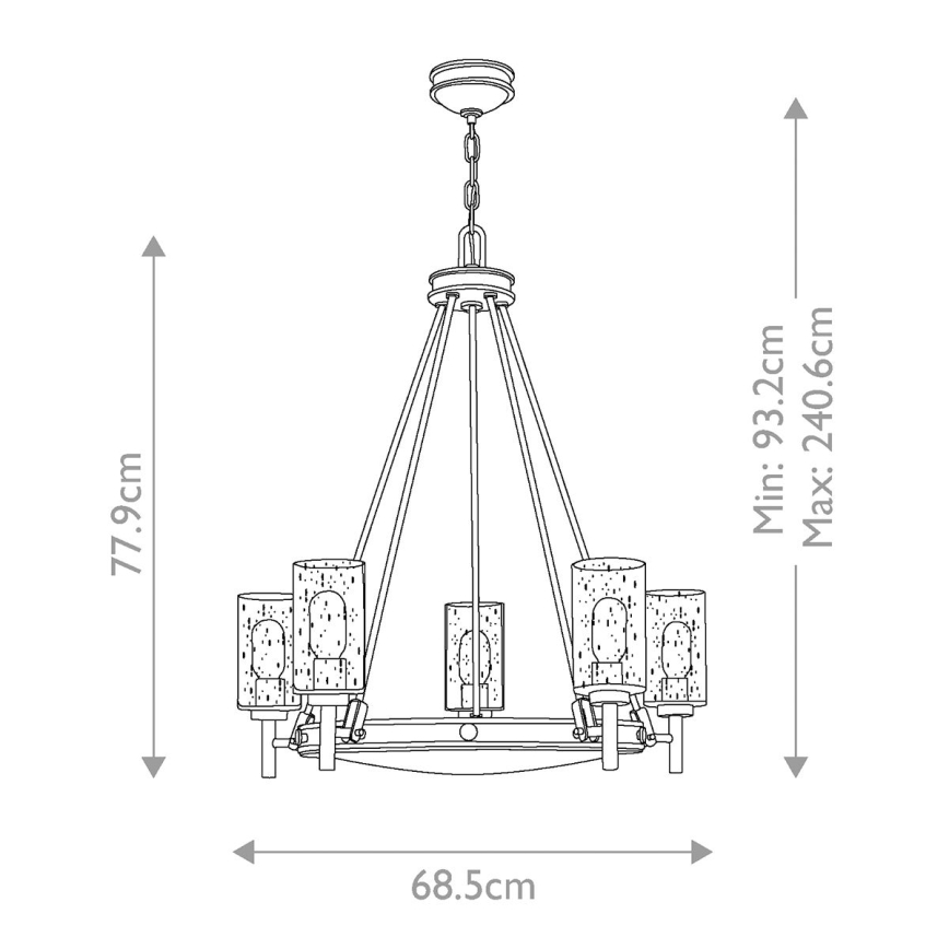 Elstead HK-COLLIER5 - Candelabro suspenso COLLIER 5xE27/100W/230V