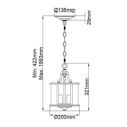 Elstead HK-GENTRY-P-S-PW - Candelabro suspenso GENTRY 3xE14/60W/230V