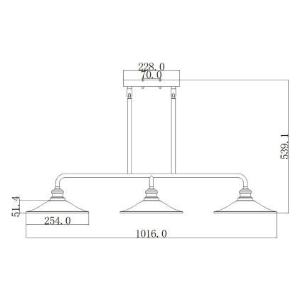 Elstead HK-RIGBY-ISLE-KZ - Candelabro suspenso RIGBY 3xE27/60W/230V