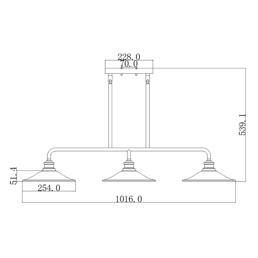 Elstead HK-RIGBY-ISLE-KZ - Candelabro suspenso RIGBY 3xE27/60W/230V
