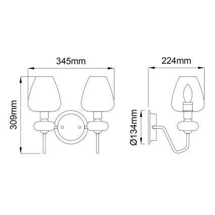Elstead - Iluminação de parede ARMAND 2xE14/40W/230V preto/latão