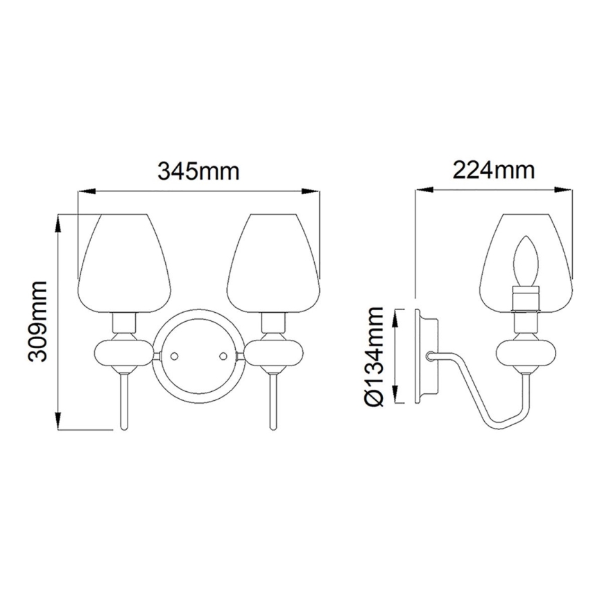 Elstead - Iluminação de parede ARMAND 2xE14/40W/230V preto/latão