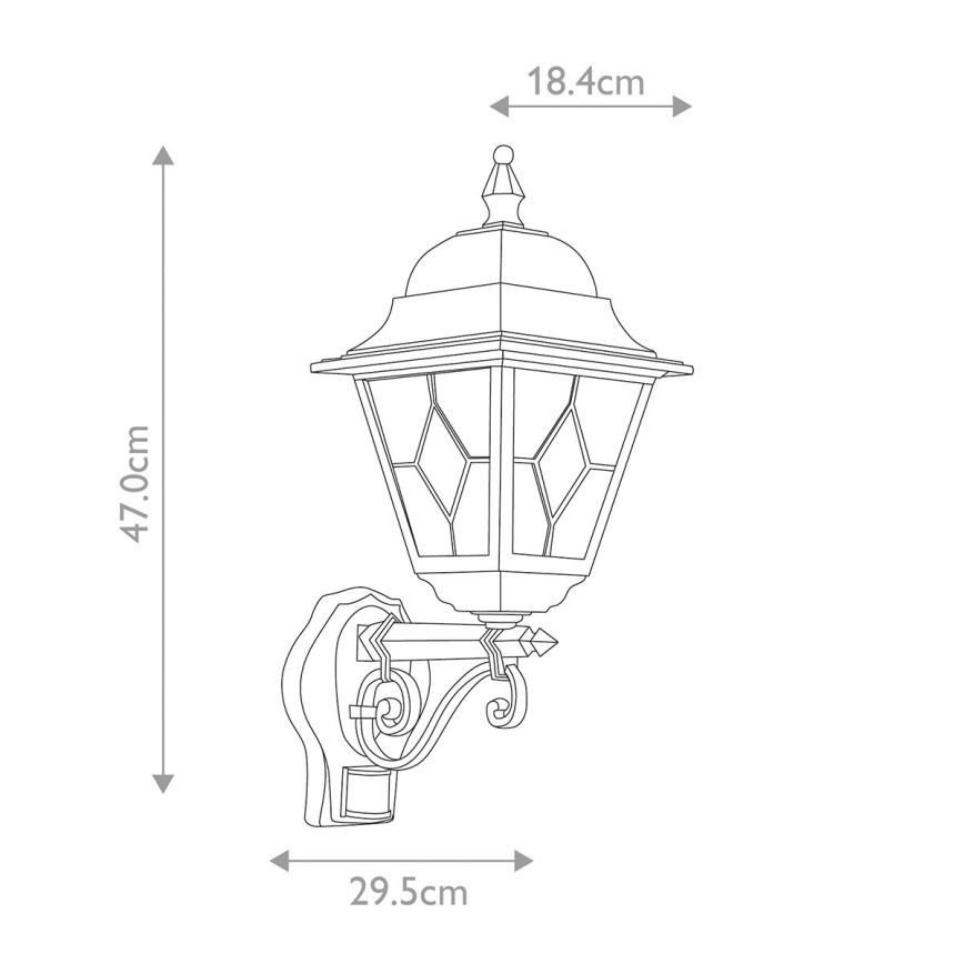Elstead - Iluminação de parede exterior com sensor NORFOLK 1xE27/100W/230V IP43