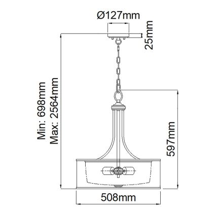 Elstead KL-LACEY-P-L-MB - Candelabro suspenso LACEY 4xE27/60W/230V