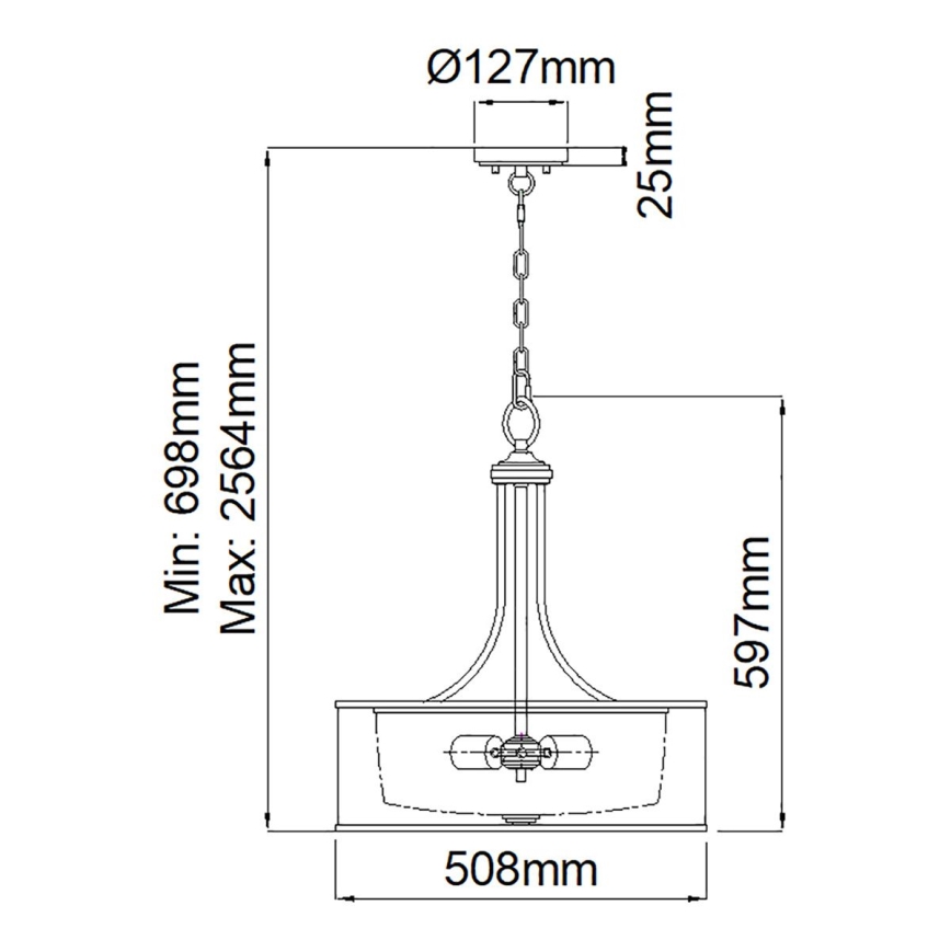 Elstead KL-LACEY-P-L-MB - Candelabro suspenso LACEY 4xE27/60W/230V