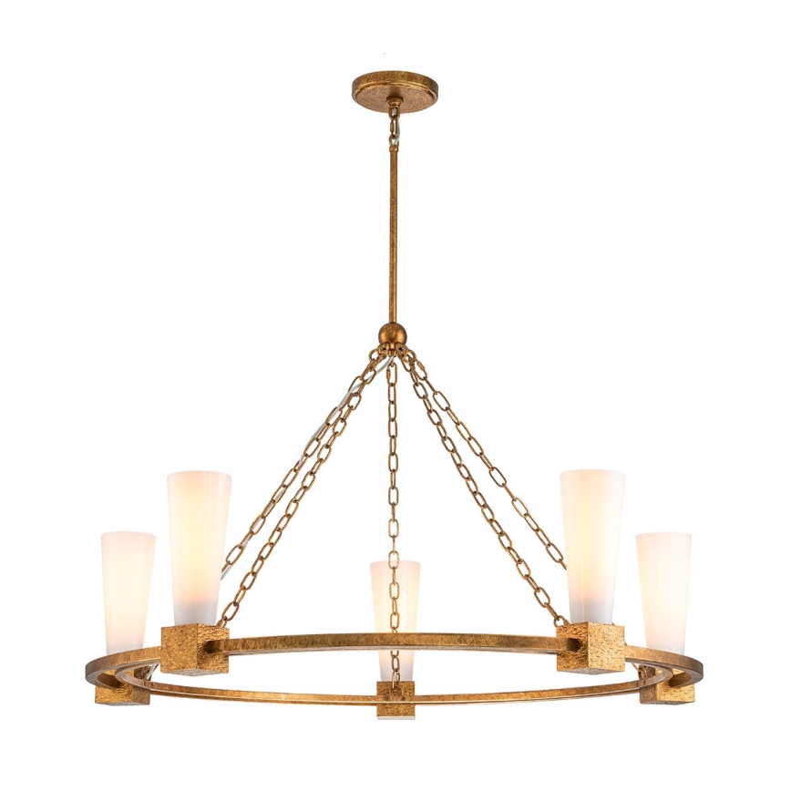 Elstead - Lustre de haste KRISTY 5xE27/40W/230V, acabamento em cobre
