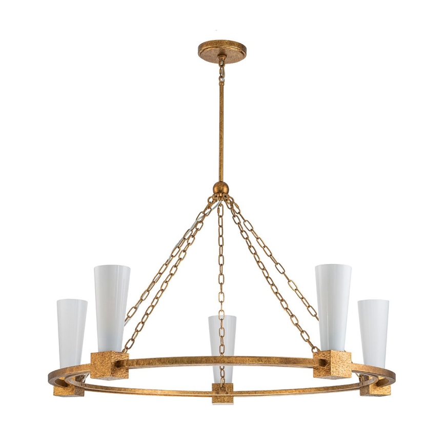 Elstead - Lustre de haste KRISTY 5xE27/40W/230V, acabamento em cobre