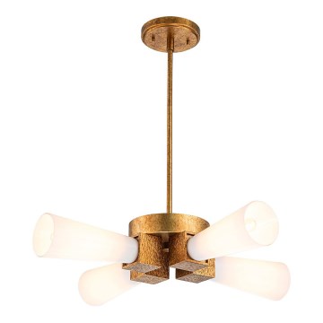 Elstead - Lustre com haste KRISTY 4xE27/40W/230V com acabamento em cobre