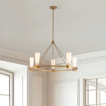 Elstead - Lustre de haste KRISTY 5xE27/40W/230V, acabamento em cobre