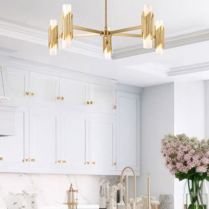 Elstead - Lustre com haste MARVELE 10xE14/40W/230V dourado