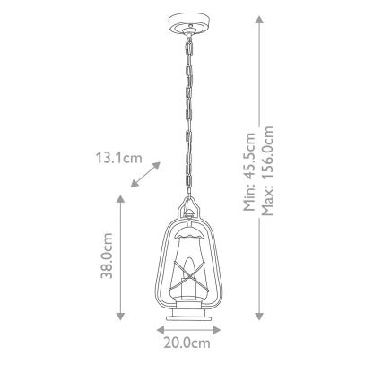 Elstead - Lustre exterior suspenso por corrente MINERS 1xE27/60W/230V IP44 bronze