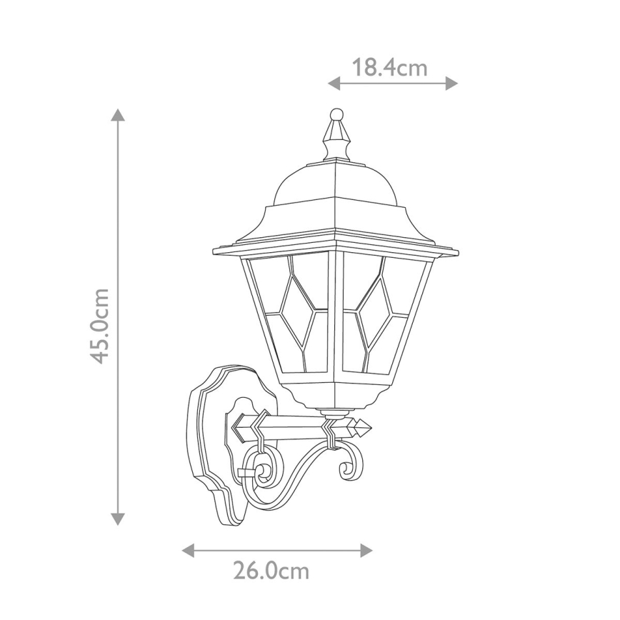 Elstead NR1-BLK - Iluminação de parede exterior NORFOLK 1xE27/100W/230V IP43