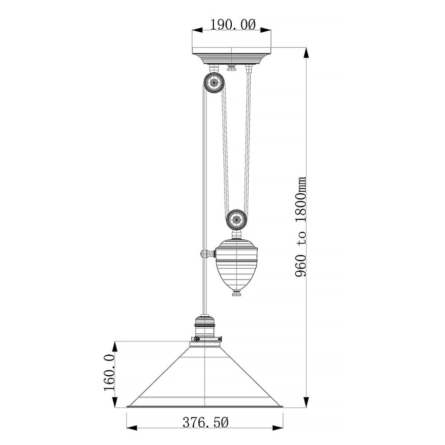 Elstead PV-P-AGB - Candelabro suspenso PROVENCE 1xE27/100W/230V latão