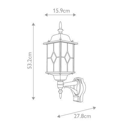 Elstead WX1-PIR - Iluminação de parede exterior com sensor WEXFORD 1xE27/100W/230V IP44