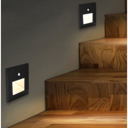 Emithor 70418 - Iluminação de escadas LED com sensor SUNNY LED/1W/230V 4000K preto
