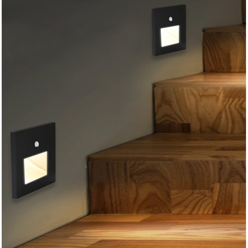 Emithor 70418 - Iluminação de escadas LED com sensor SUNNY LED/1W/230V 4000K preto