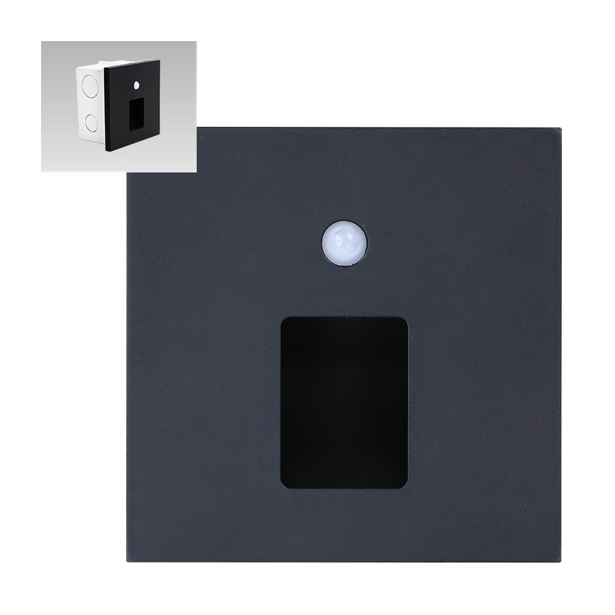 Emithor 70424 - Iluminação de escadas LED com sensor VIX LED/1W/230V 4000K preto