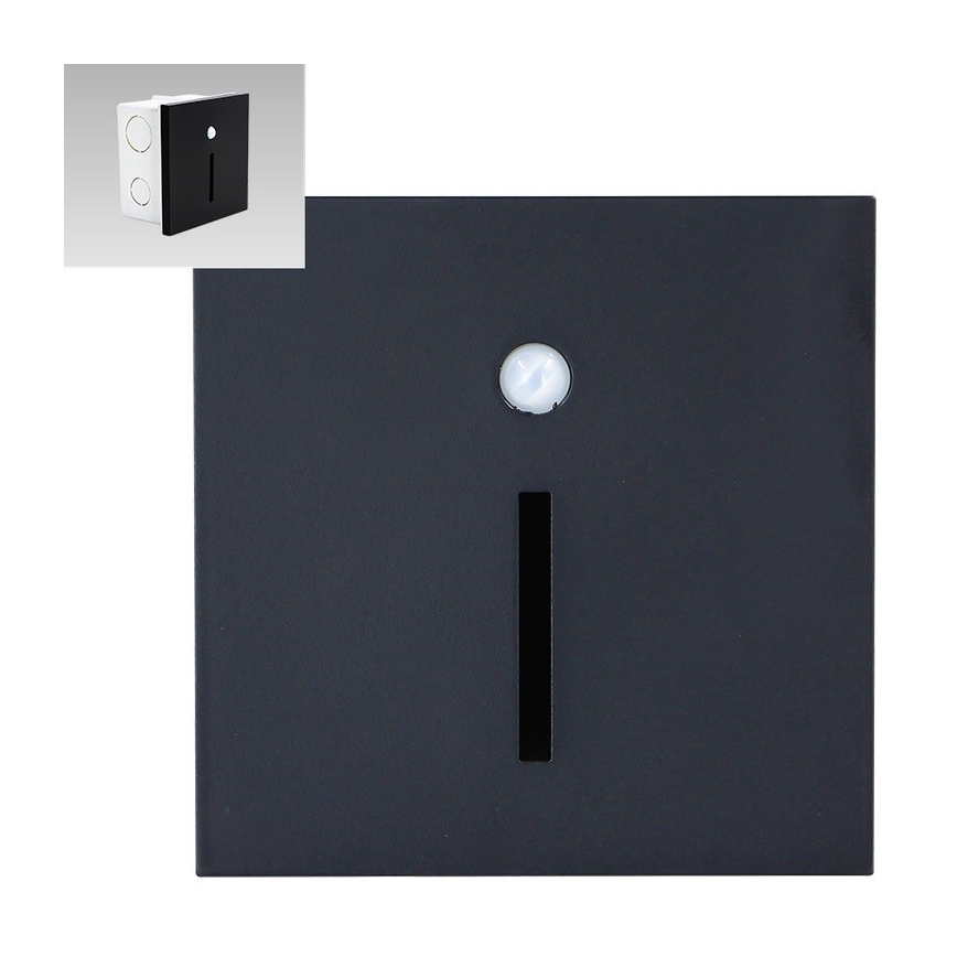 Emithor 70430 - Iluminação de escada LED com sensor LINE LED/1W/230V preto