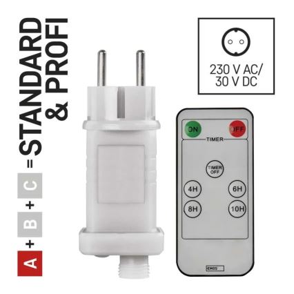 Fonte de alimentação para connection of Natal iluminações 230V IP44 + controlo remoto