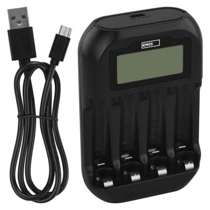 Carregador de pilhas com visor LCD 4xAA/AAA 5V