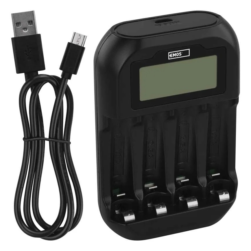 Carregador de pilhas com visor LCD 4xAA/AAA 5V