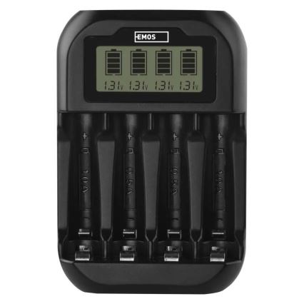 Carregador de pilhas com visor LCD 4xAA/AAA 5V