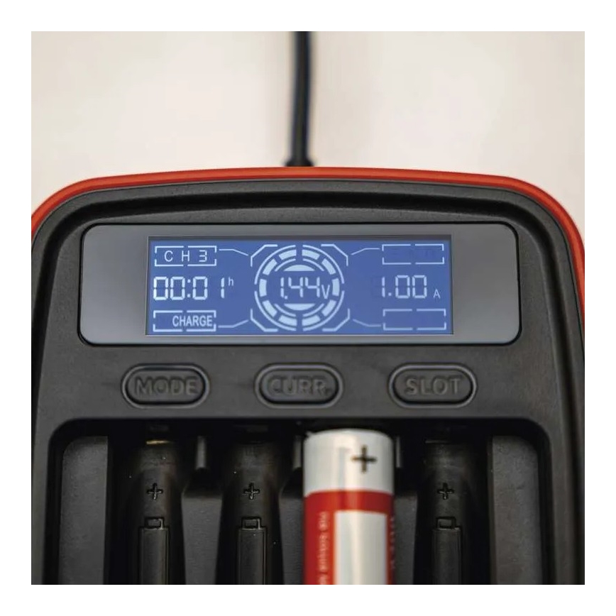 Carregador de pilhas com visor LCD 4xAA/AAA 5V