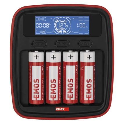 Carregador de pilhas com visor LCD 4xAA/AAA 5V