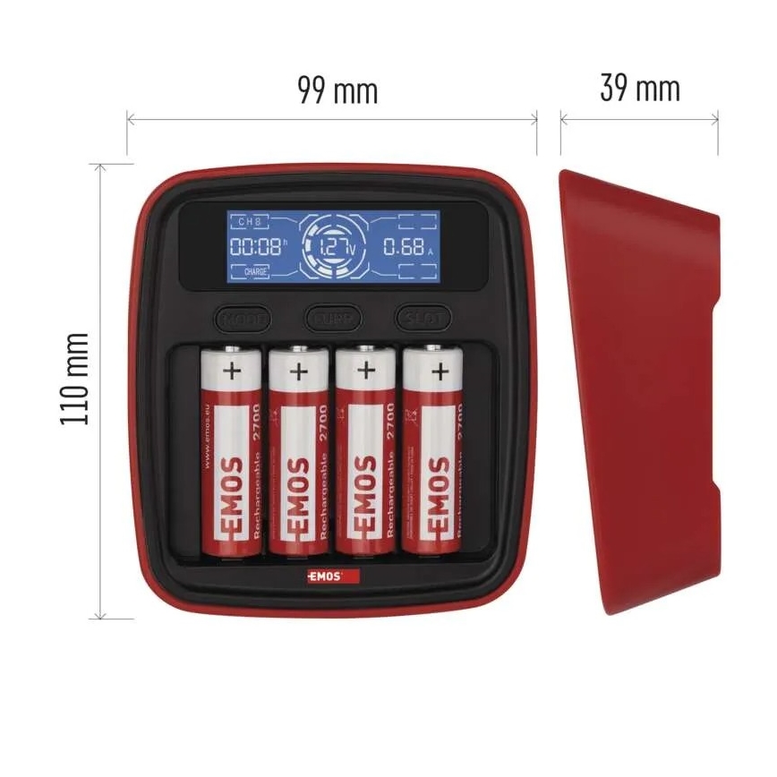Carregador de pilhas com visor LCD 4xAA/AAA 5V