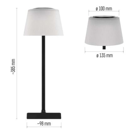 Candeeiro LED recarregável com regulação KATIE LED/4W/10V 1800mAh IP44 preto